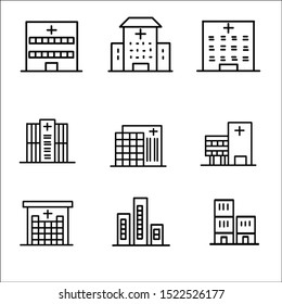 Simple set of buildings modern thin line icons. 