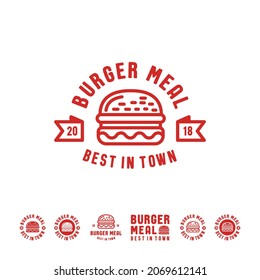 simple set of burger meal logo