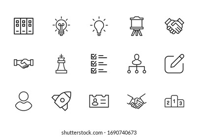 Simple set of business icons in trendy line style. Modern vector symbols, isolated on a white background. Linear pictogram pack. Line icons collection for web apps and mobile concept.