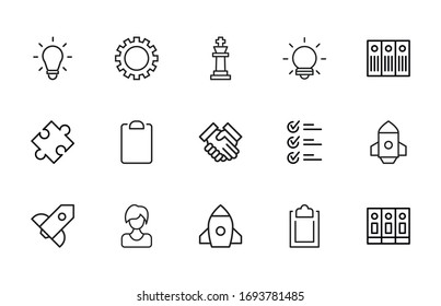 Simple set of business icons in trendy line style. Modern vector symbols, isolated on a white background. Linear pictogram pack. Line icons collection for web apps and mobile concept.