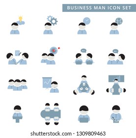 A simple set of business man management and teamwork thin line vector icon, cute flat design