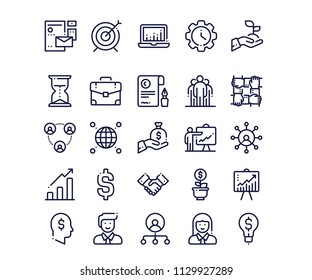 Simple Set of Business Management Related Vector Line Icons. Contains such Icons as Inspector, Personal Quality, Employee Management and more. Editable Stroke. 48x48 Pixel Perfect.