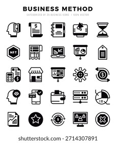 Simple Set of Business Method Related Vector Lineal Filled Icons.