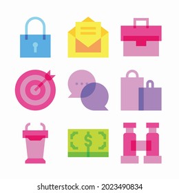 Simple Set Business Nuevos Iconos De Color Vector. Color con trazo editable