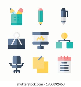Conjuntos simples de iconos de color para el sector empresarial y el vector de oficina