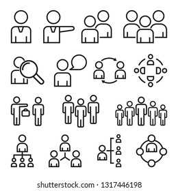 Simple Set of Business People. Contains such Icons as Meeting, Business Communication, Teamwork, connection, speaking and more. Related Vector Line Icons