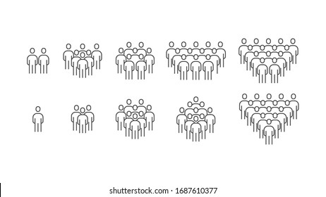 Simple Set Of Business People Group Modern And Trendy Stick Figure Person Human Avatar Line Outline Icons Vector. Such Icons As Team, Teamwork, Community, Social, Harmony, Member. Editable Stroke.