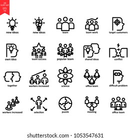 Simple Set of Business People Related Vector Line Icons. Contains such Icons as One-on-One Meeting, Workplace, Business Communication, Team Structure 