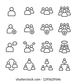 Simple Set of Business People Related Vector flat outline Icons. Contains such as Meeting, Business Communication, Teamwork, connection, speaking and more