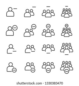 Simple Set of Business People Related Vector flat Line Icons. Contains such as teamwork, group of people, colleague, negative, deleted, dismissed and more.