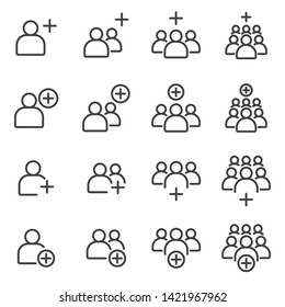 Simple Set of Business People Related Vector flat outLine Icons. Contains such as teamwork, group of people, colleague, positive, add, increase, Member, bossted, and more. illustration eps 10.