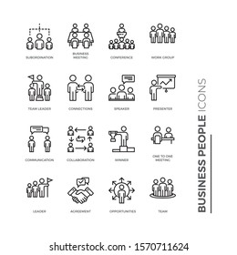 Simple Set of Business People Related Color Vector Line Icons. Contains such Icons as Business Meeting, Handshake, Agreement, One on One Meeting and more.