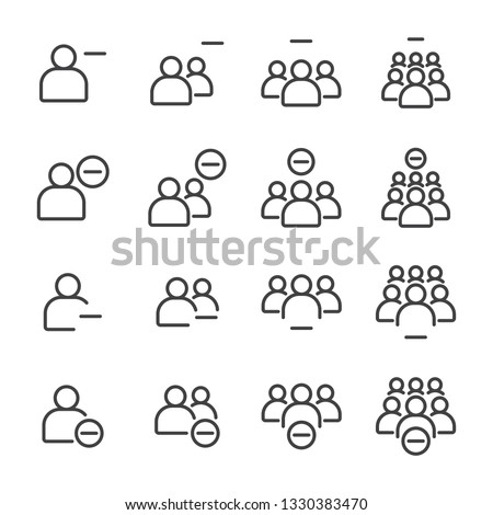 Simple Set of Business People Related Vector flat Line Icons. Contains such as teamwork, group of people, colleague, negative, deleted, dismissed and more.