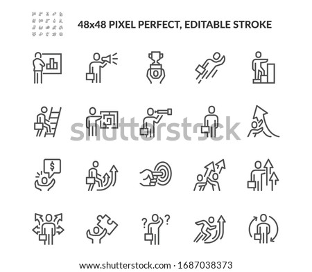 Simple Set of Business People Related Vector Line Icons. 
Contains such Icons as New Course, Confused Business man, Opportunities and more. Editable Stroke. 48x48 Pixel Perfect.