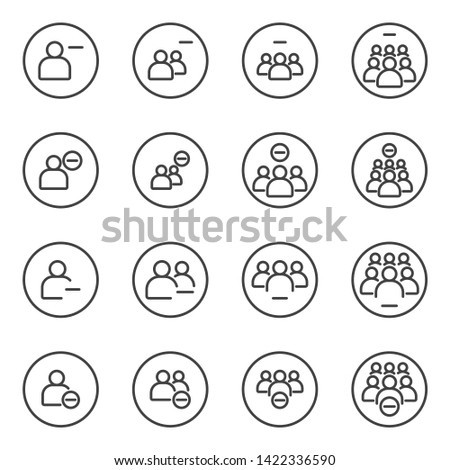 Simple Set of Business People Vector 
Outline Icons with round. Contains such as group of people, delete, decrease, ban, cancle, fire, exclude, minus, negative and more. illustration eps 10