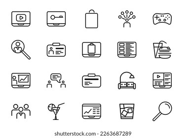 Simple Juego de Iconos de Línea de Vectores relacionados con Presentación Empresarial. Contiene íconos como Presentador, Profesor, Audiencia y más. Stroke editable. 