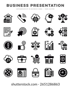 Simple Set of Business Presentation Related Vector Lineal Filled Icons.