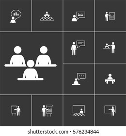 Simple Set of Business Presentation Related  Icons. Contains such Icons as Presenter, Teacher, Audience and more. 