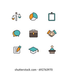 Simple Set of Business Presentation teacher. Set of vector isolated line filled icons. Pixel Perfect. For web design and presentations, site