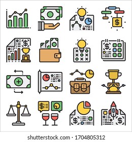 Simple Set of Business Related Vector Line Icons Color