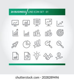 Conjunto simple de iconos vectores relacionados con el negocio para su sitio o aplicación.