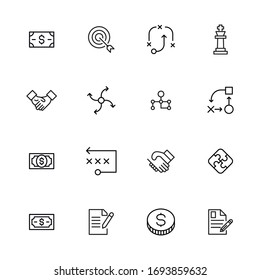 Simple set of business strategy modern thin line icons. Trendy design. Pack of stroke icons. Vector illustration isolated on a white background. Premium quality symbols.