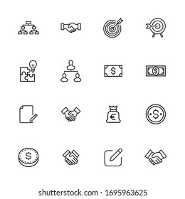 Simple set of business strategy modern thin line icons. Trendy design. Pack of stroke icons. Vector illustration isolated on a white background. Premium quality symbols.