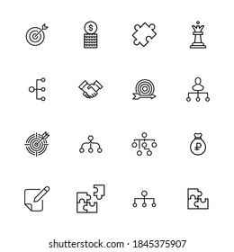 Simple set of business strategy modern thin line icons. Trendy design. Pack of stroke icons. Vector illustration isolated on a white background. Premium quality symbols.