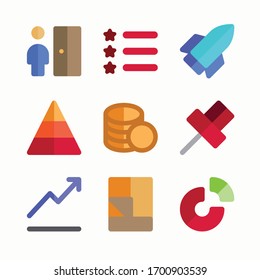 Sencillo conjunto de iconos de color de vectores empresariales. Color con trazo editable