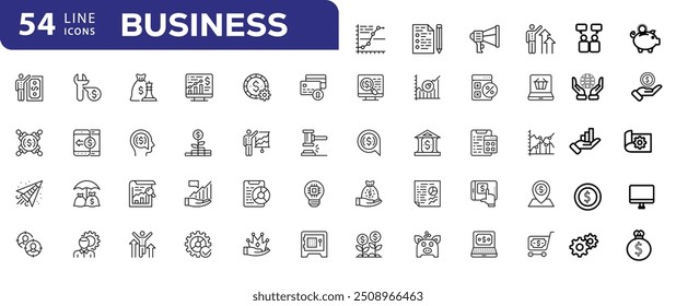 Simple Set of Business Vector Line Icons. Contains such Icons as Handshake, Meeting, Female Leader and more. Editable Stroke. 48x48 Pixel Perfect.