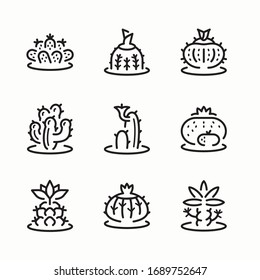 Simple Set Cactus Vector line Icons