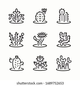 Simple Set Cactus Vector line Icons