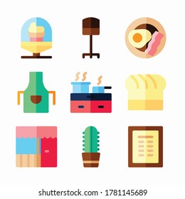 Simple Set Cafe Vector Color Icons
