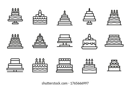 Sencillo conjunto de íconos de pastel al estilo de línea de moda. Símbolos vectoriales modernos, aislados en un fondo blanco. Envase para pictogramas lineales. Colección de iconos de línea para aplicaciones web y concepto móvil.