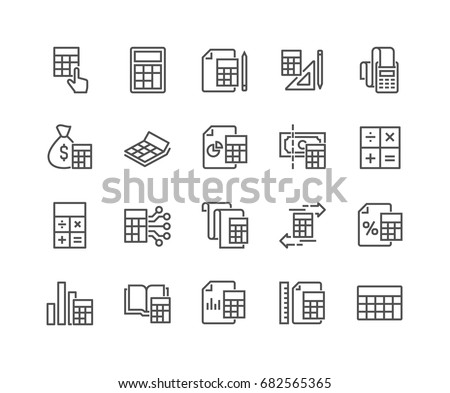 Simple Set of Calculation Related Vector Line Icons. 
Editable Stroke. 48x48 Pixel Perfect.