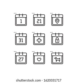 Simple Set of Calendar Date Related Vector Line Icons