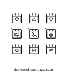 Simple Set of Calendar Date Related Vector Line Icons