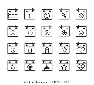 Simple Set Of Calendar Related Outline Icons. Elements For Mobile Concept And Web Apps. Thin Line Vector Icons For Website Design And Development, App Development. Premium Pack.