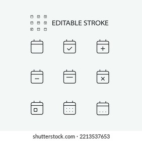 Simple Set of Calendar Related Vector Line Icons. Contains such Icons as Date  and more. Editable Stroke. 72x72 Pixel Perfect.