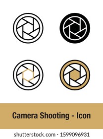 Simple Set of Camera Shooting Icon with 4 style, line, solid, filled line, and color line. Editable Stroke and Pixel Perfect.