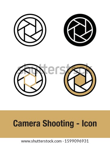 Simple Set of Camera Shooting Icon with 4 style, line, solid, filled line, and color line. Editable Stroke and Pixel Perfect.