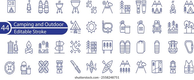 Simple Set of Camping and Outdoor Related Vector Line Icons