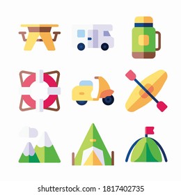 Simple Set Camping Vector Color Icons
