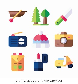 Simple Set Camping Vector Color Icons
