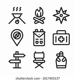 Simple Set Camping Vector line Icons