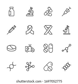 Simple set of cancer icons in trendy line style. Modern vector symbols, isolated on a white background. Linear pictogram pack. Line icons collection for web apps and mobile concept.