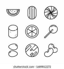 Simple Set Candy and Sweet Vector line Icons