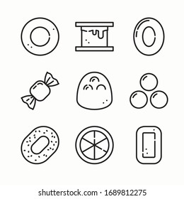 Simple Set Candy and Sweet Vector line Icons