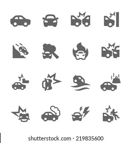 Simple Set of Car Crashes Related Vector Icons for Your Design.