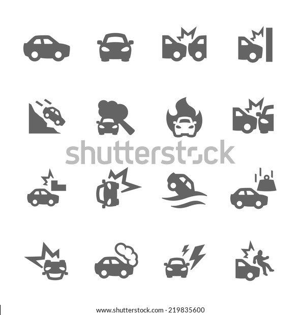 Simple Set of Car Crashes Related Vector Icons\
for Your Design.